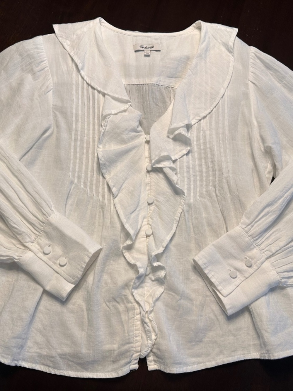 Madewell Ruffled Pintuck Long Sleeve Size XS